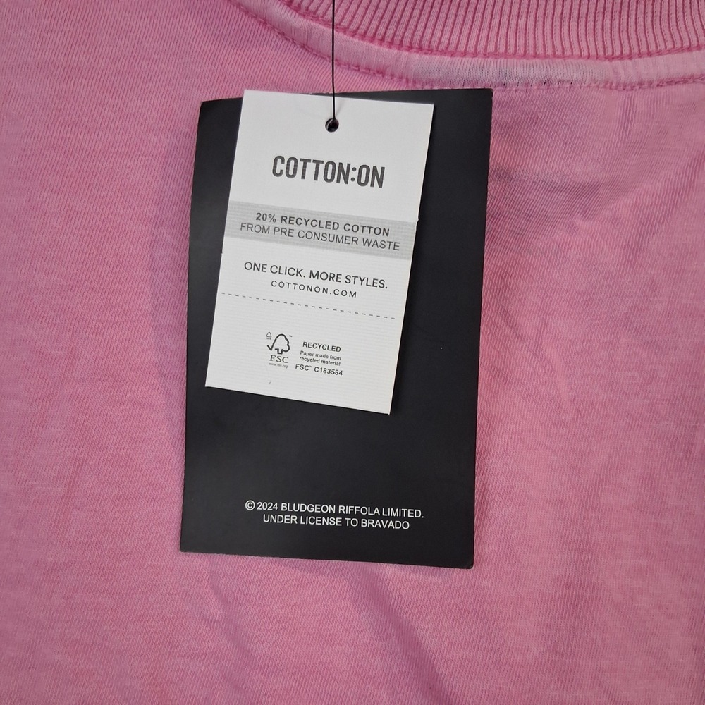 Cotton On Def Leppard American Tour 1980 Boxy Graphic Tee Pink Mens Medium NEW - Picture 5 of 9
